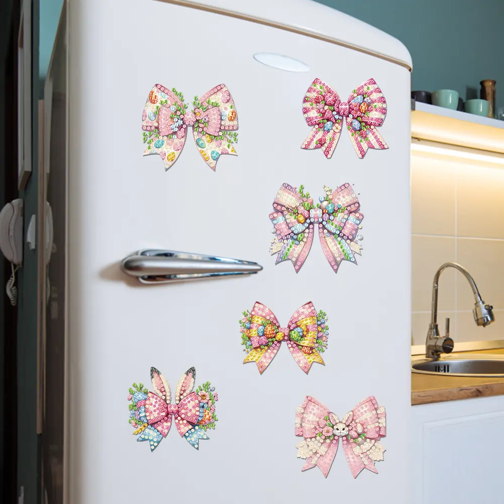 6Pcs/set DIY Fridge Stickers Magnets Kits Easter Animal Diamond Painting Refrigerator Magnet Diamond Painting Art Fridge Magnet