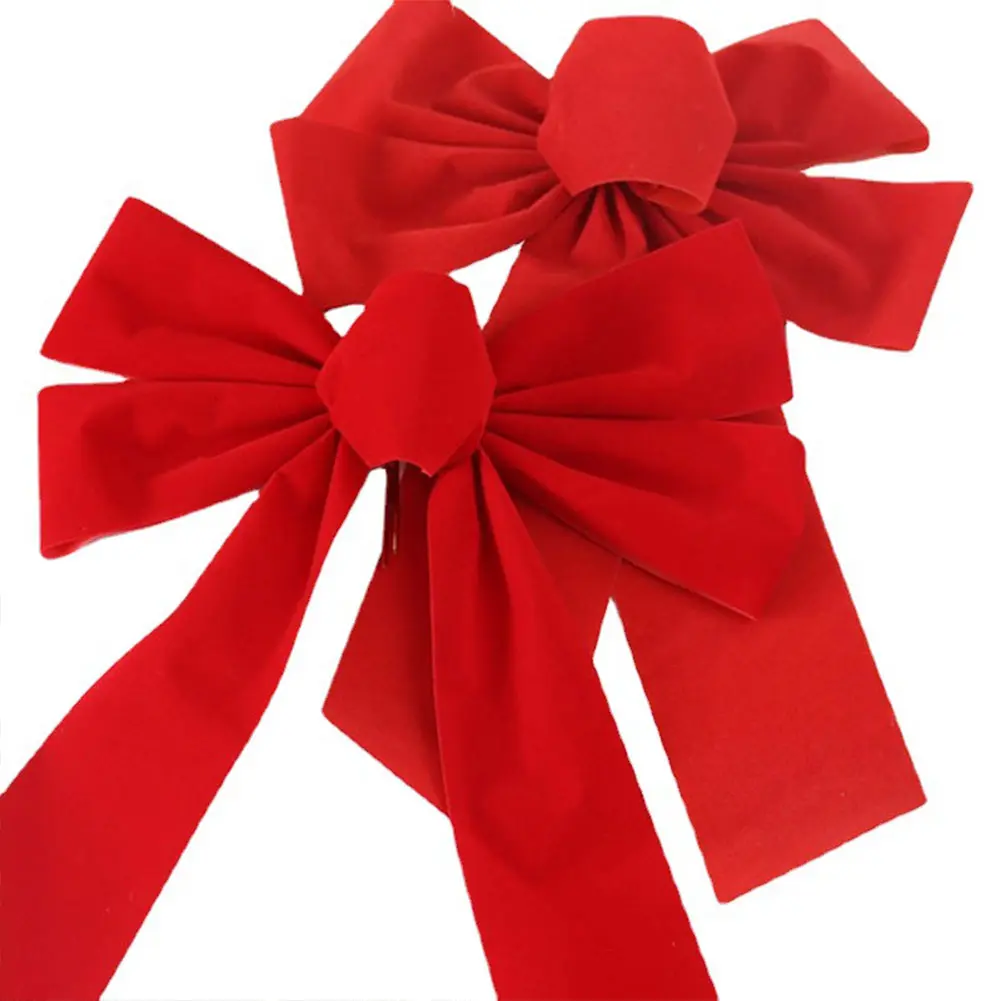 Red Christmas Bows Flannel Christmas Tree Decoration Bows Christmas Tree Topper Bowknot for Xmas Wedding Decor