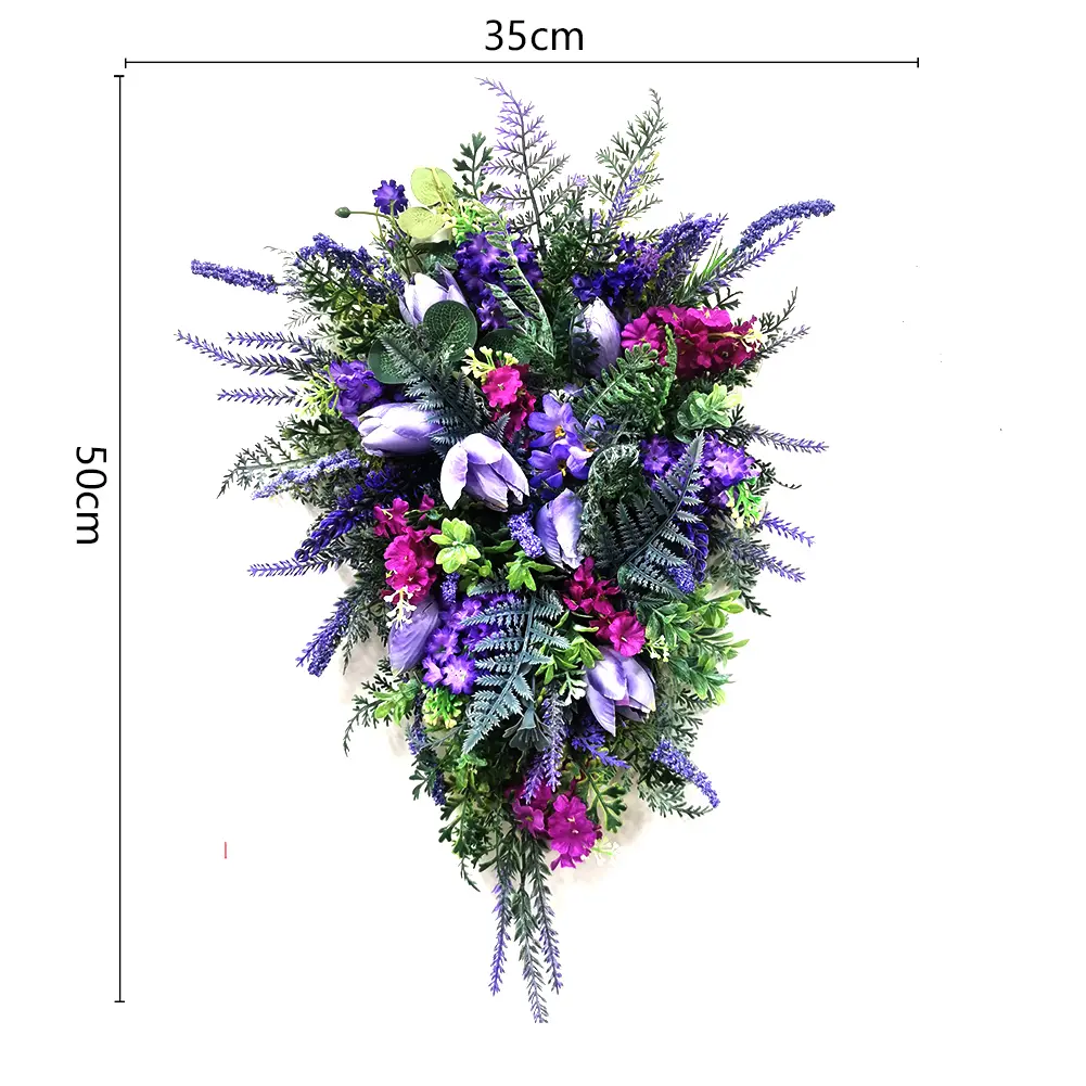 Flower Garland Pendant 50x35cm Decorative Wall Garland Creative Fake Floral Twig Garland for Front Door Garden Decor