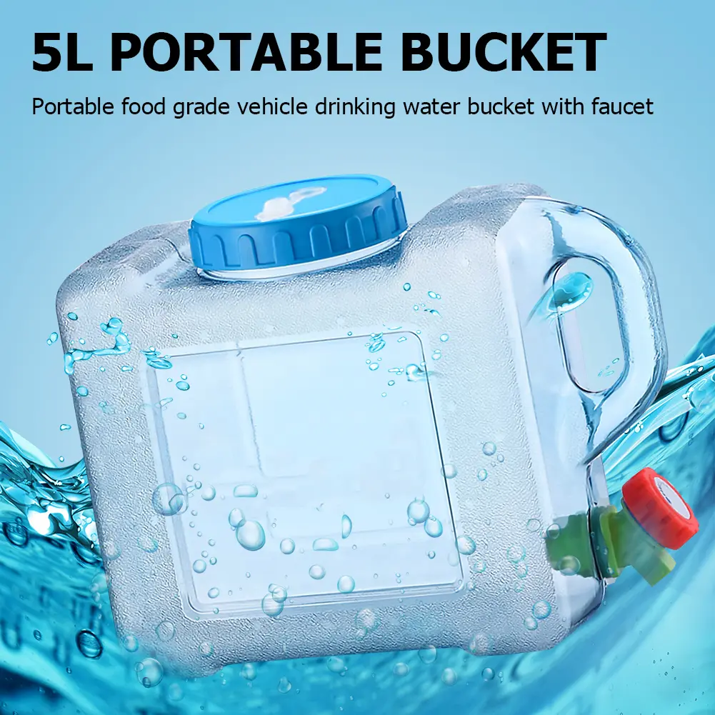 5L Water Bucket Barrel with Faucet Water Jug Dispenser Portable Multipurpose for Outdoor Hiking Travel Emergency