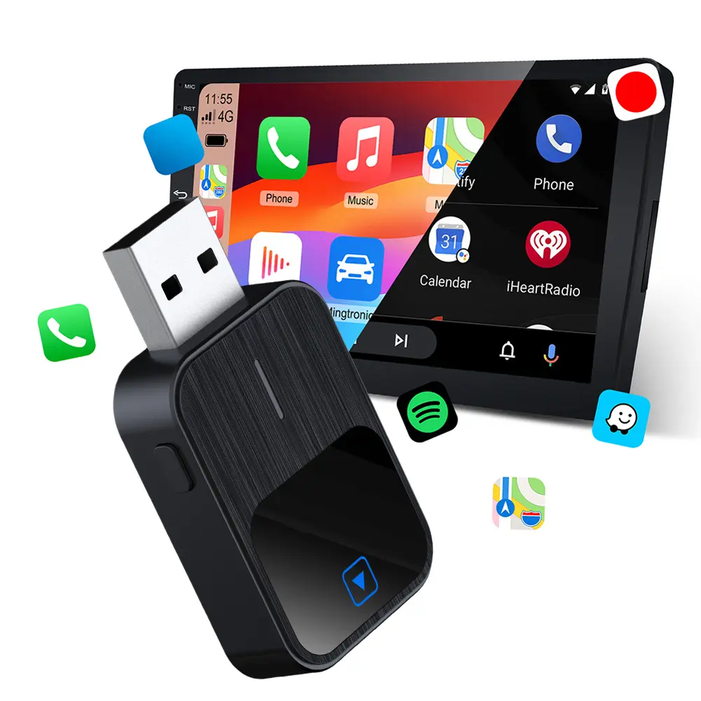 Wireless Android Auto & CarPlay AI Box Bluetooth-Compatible 5.2 WiFi Plug and Play USB-C/USB for Wired CarPlay Android Auto Cars