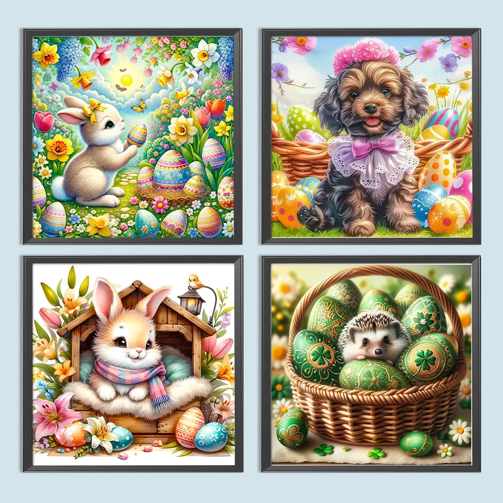 Home Decor 40x40cm Hanging Painting 5D DIY Full Round Drill Diamond Painting Easter Animal Kit Creative Cute Handmade Craft Kits