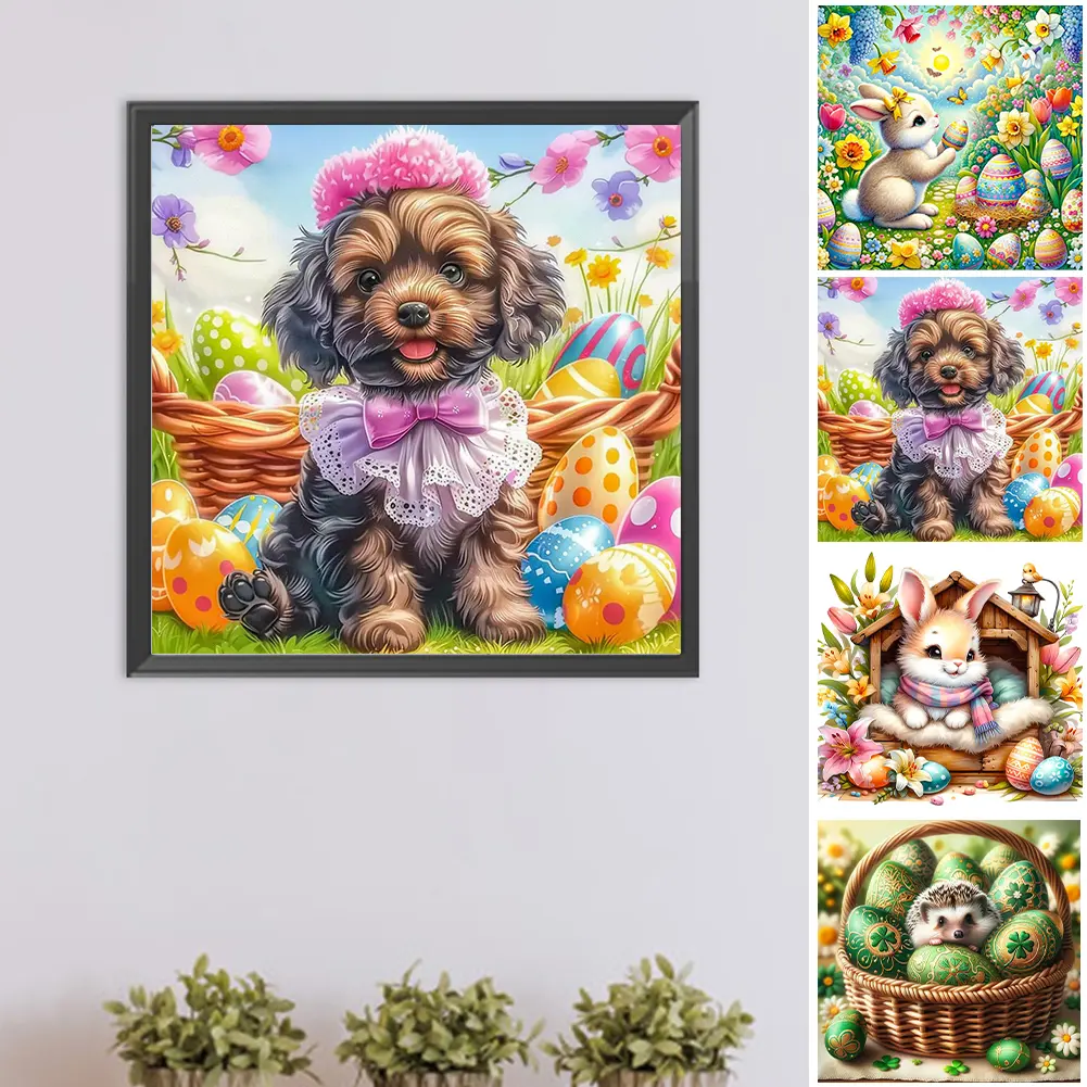Home Decor 40x40cm Hanging Painting 5D DIY Full Round Drill Diamond Painting Easter Animal Kit Creative Cute Handmade Craft Kits