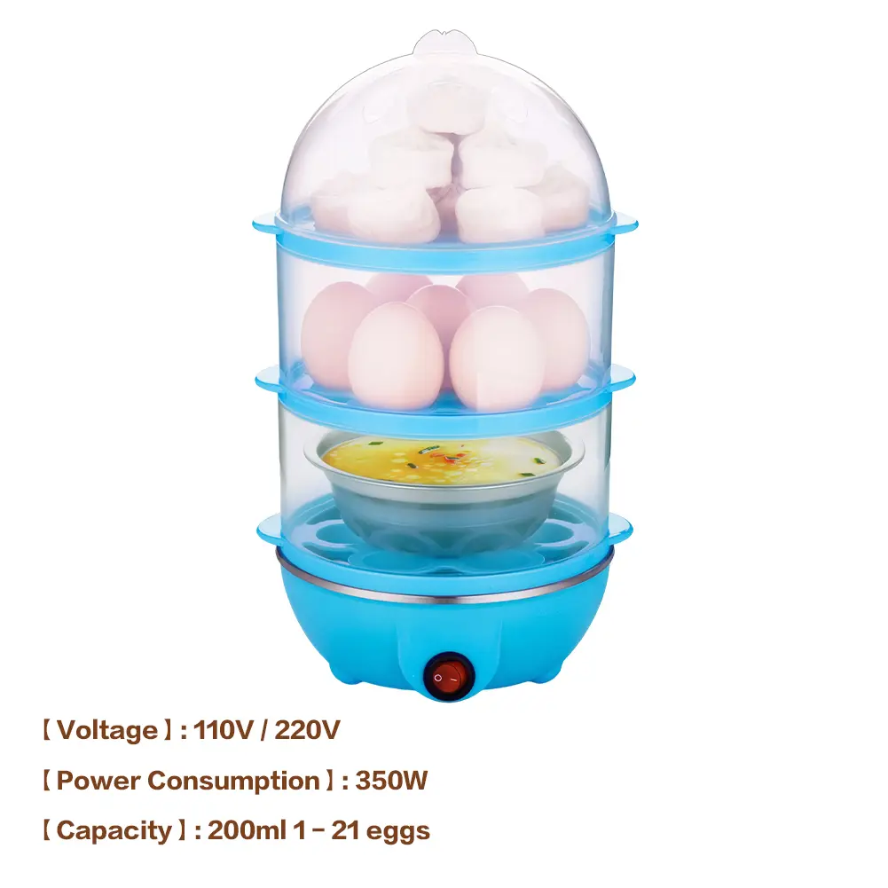 110V/220V Electric Egg Boiler 3-Layer Timing Automatic Corn Steamer Auto-Off Portable Milk Steamer for Cooking Breakfast Machine