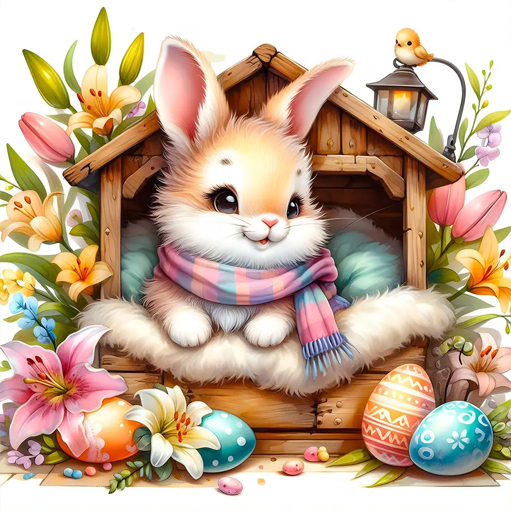 Home Decor 40x40cm Hanging Painting 5D DIY Full Round Drill Diamond Painting Easter Animal Kit Creative Cute Handmade Craft Kits