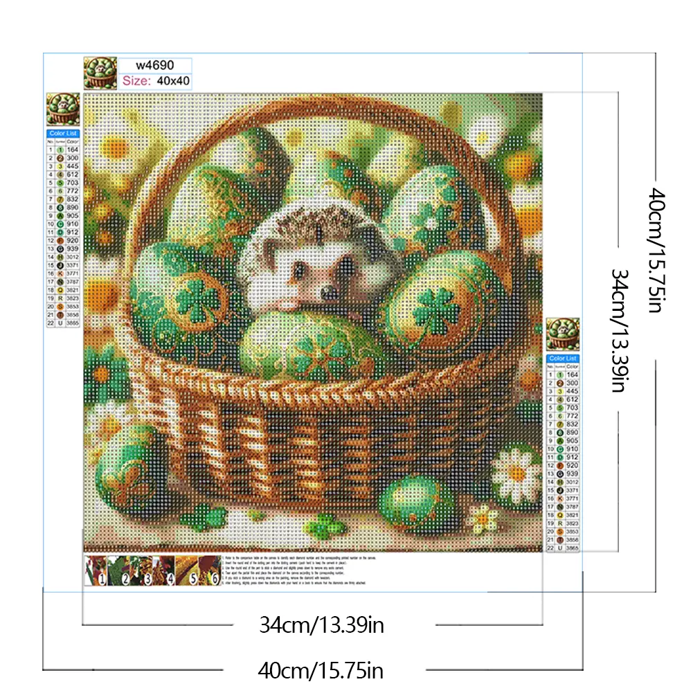 Home Decor 40x40cm Hanging Painting 5D DIY Full Round Drill Diamond Painting Easter Animal Kit Creative Cute Handmade Craft Kits