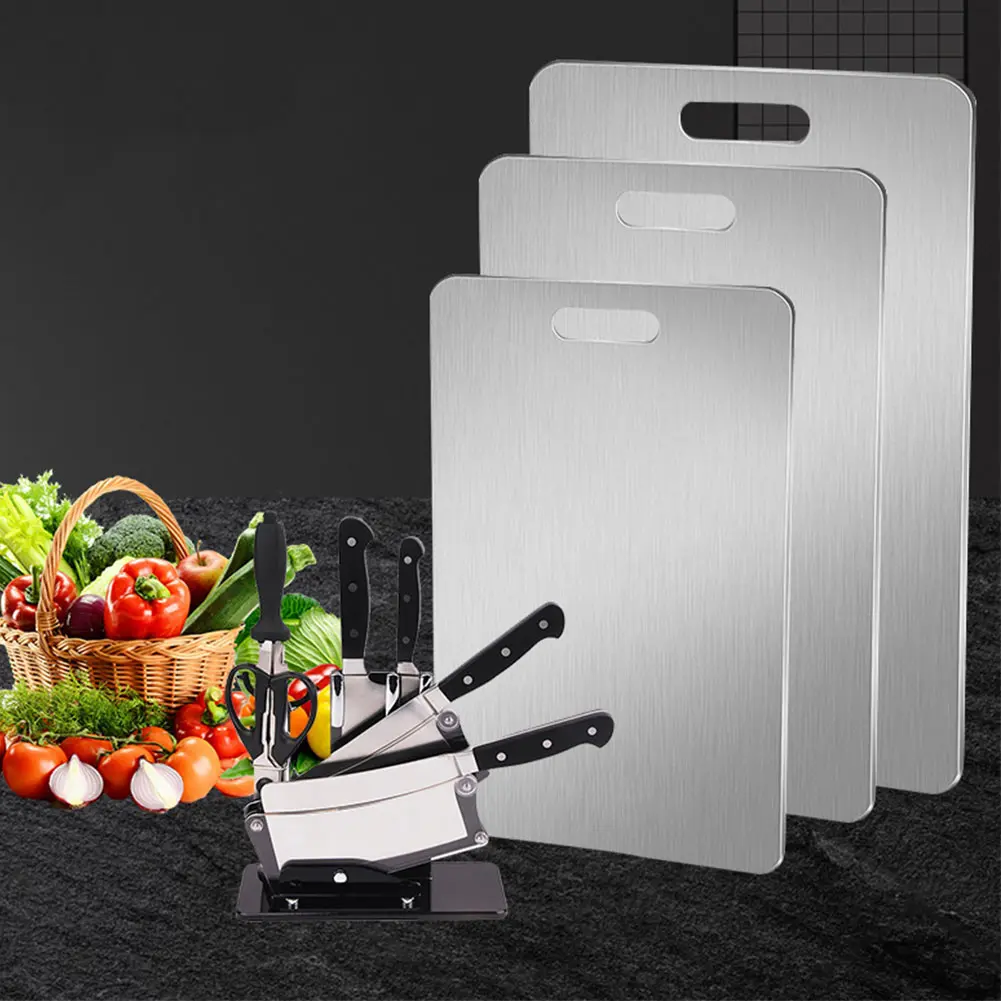 Stainless Steel Cutting Board Double Sided Chopping Board Thickened Baking Board for Kitchen for Meat Fruit Vegetables Baby Food