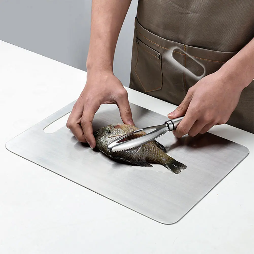Stainless Steel Cutting Board Double Sided Chopping Board Thickened Baking Board for Kitchen for Meat Fruit Vegetables Baby Food