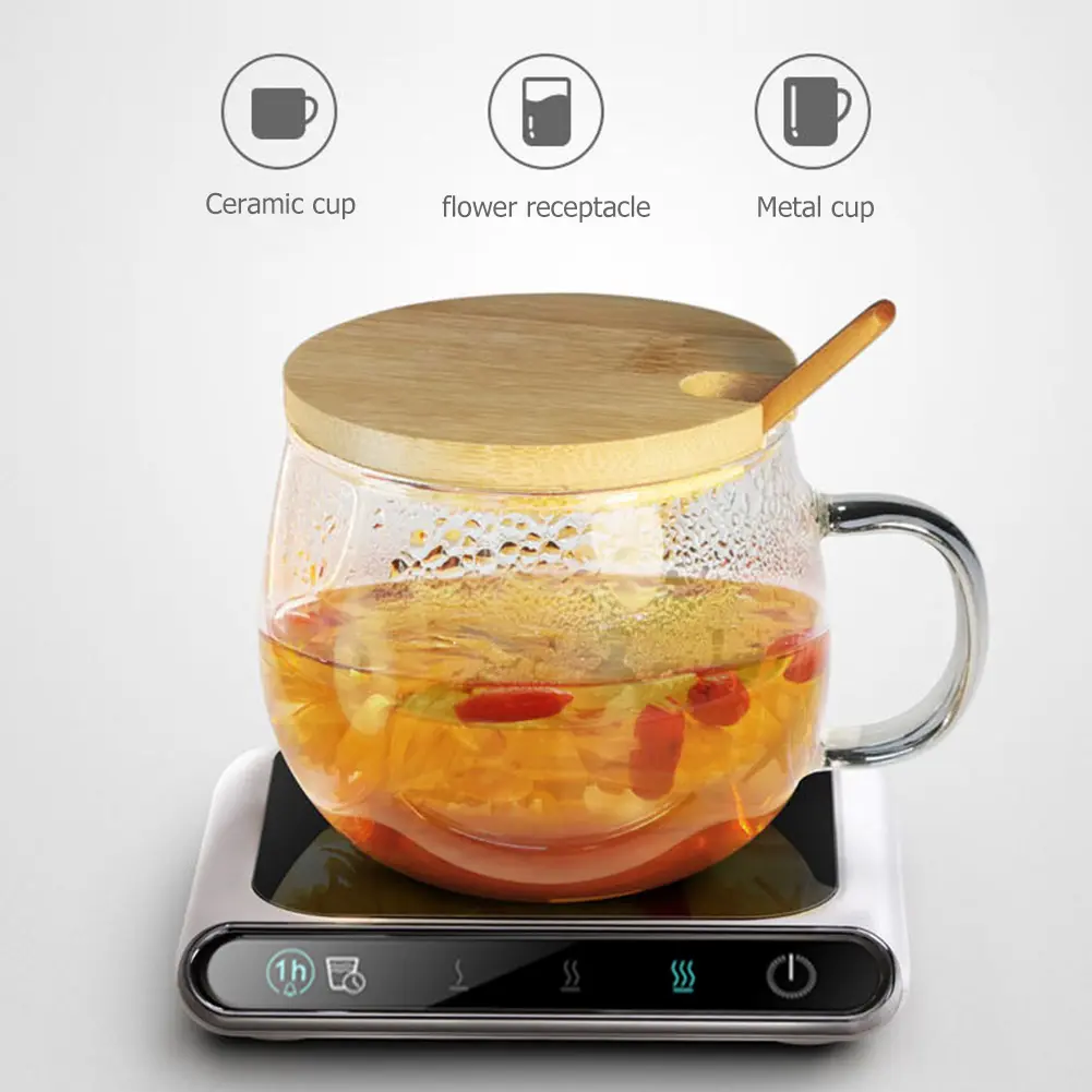 Cup Warmer Pad Office Milk Tea Water Heating Pad Electric Desktop Heating Coaster Accessory with 3 Adjustable Temperatures