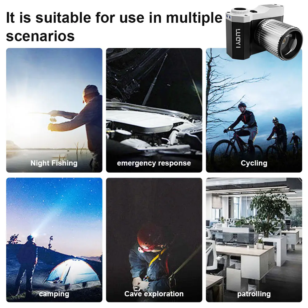 LED Induction Headlight Waterproof Portable Flashlight 3 Modes Outdoor Strong Flashlight for Fishing Camping Hiking Garden