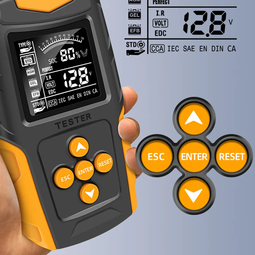 Vehicle Gel AGM WET Battery Analyzer LCD Digital Automotive Car Battery Tester Automobiles Parts Accessories