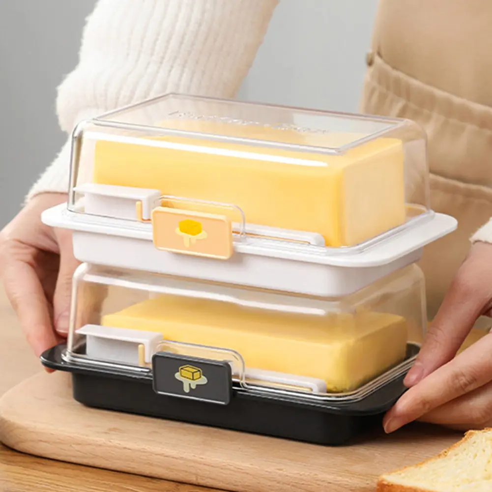 Airtight Butter Dish Multifunctional Rectangular Cheese Storage Box Plastic Butter Holder Tray for Refrigerator Door Shelf
