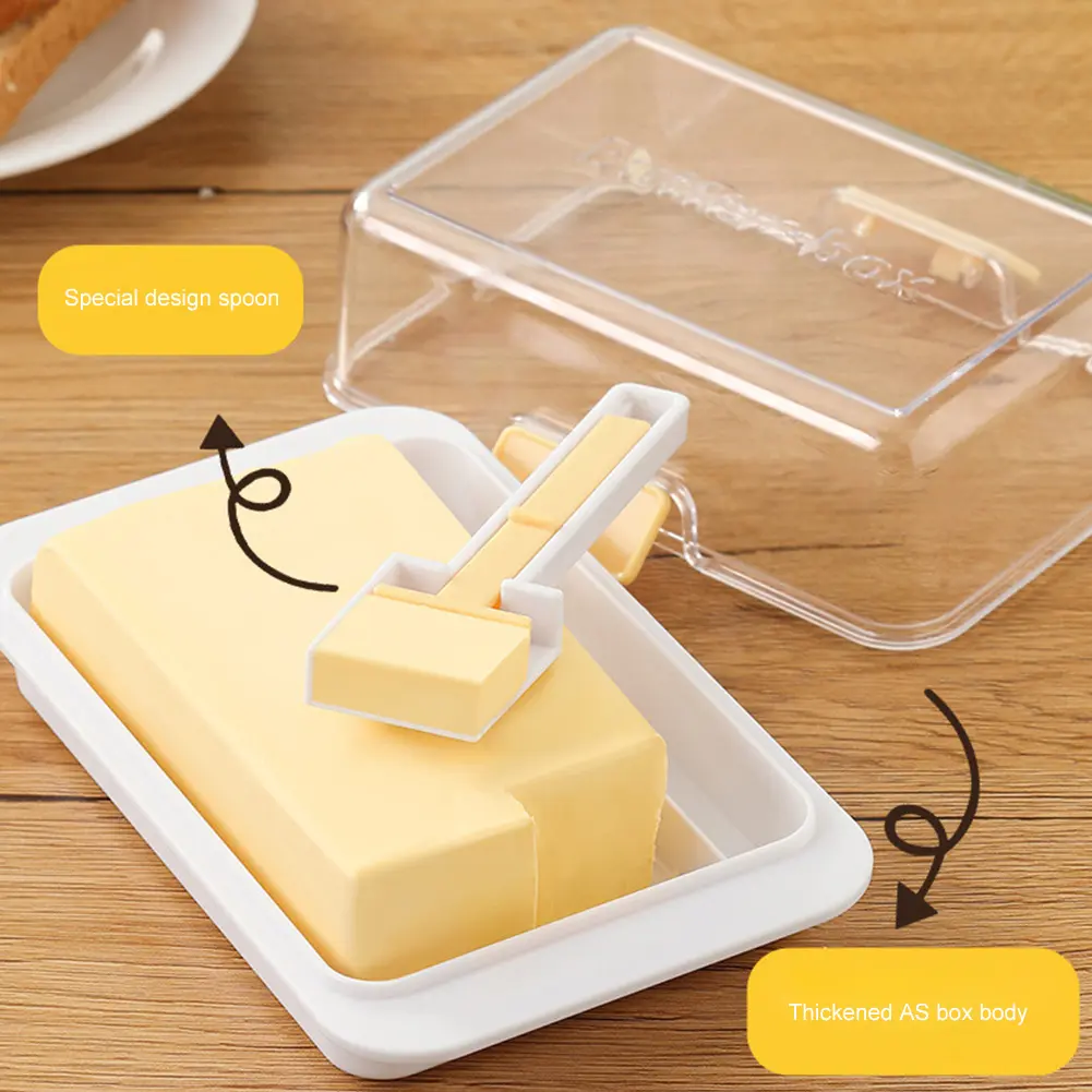 Airtight Butter Dish Multifunctional Rectangular Cheese Storage Box Plastic Butter Holder Tray for Refrigerator Door Shelf