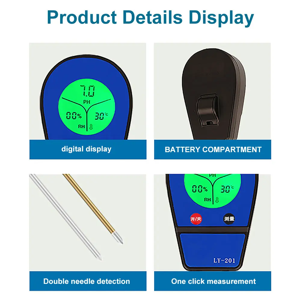3 in 1 Digital Soil Test Meter Soil Moisture Meter/Soil PH Meter Backlight LCD Display for Gardening Farming and Outdoor Plants
