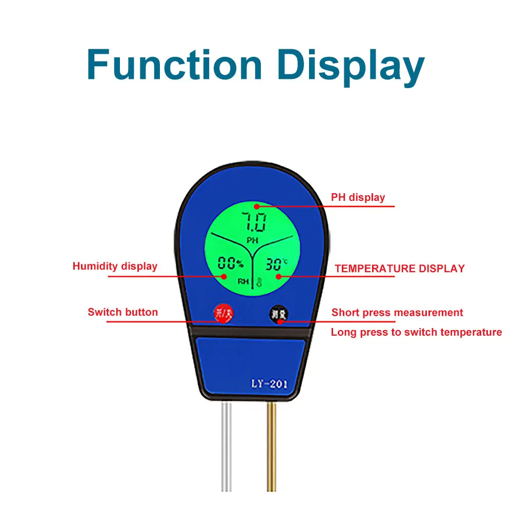3 in 1 Digital Soil Test Meter Soil Moisture Meter/Soil PH Meter Backlight LCD Display for Gardening Farming and Outdoor Plants