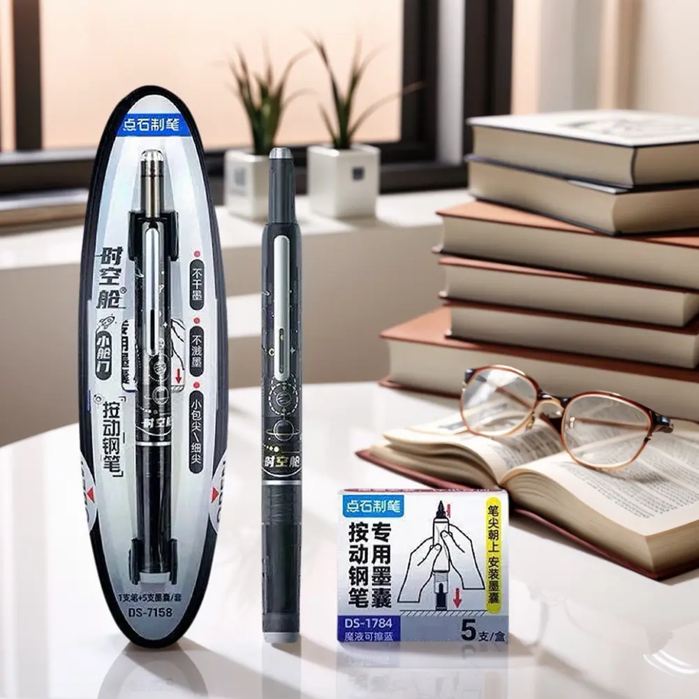 Retractable Fountain Pen Smooth Writing Transparent Barrel Fountain Pen No Leaking Transparent Fountain Pen Set for Office Use