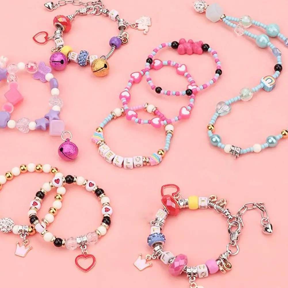 Charm Bracelet Making Kit with Jewelry Box & Nail Polish Jewelry Making Kit Christmas Birthday Gifts for Girls Age 6-12
