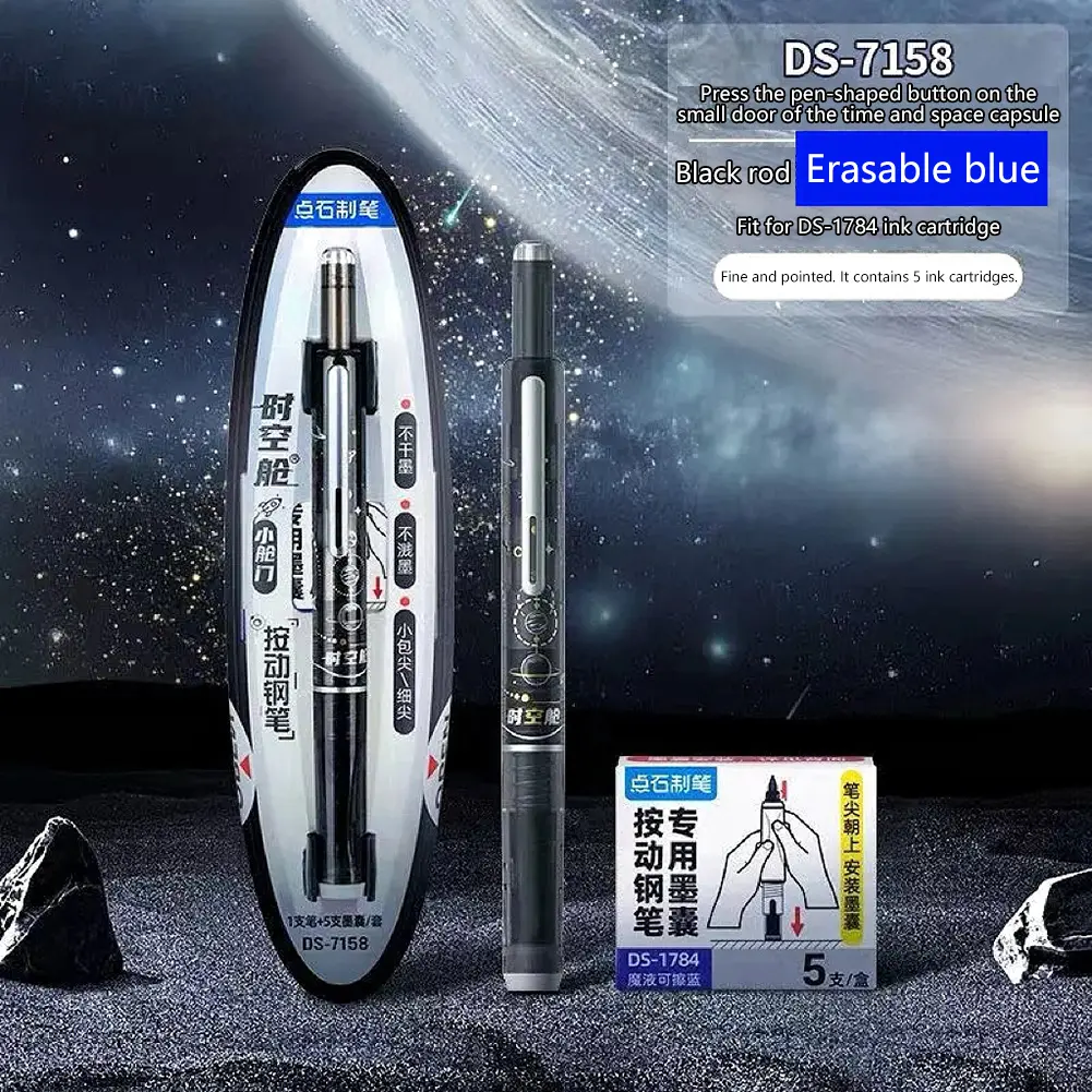 Retractable Fountain Pen Smooth Writing Transparent Barrel Fountain Pen No Leaking Transparent Fountain Pen Set for Office Use