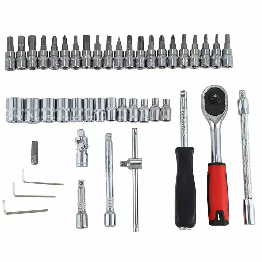 46Pcs Repair Wrench Socket Spanner Screwdriver Ratchet Torque Wrench Combo Auto Repairing Set Mechanic Tool Car Repair Tool Kit