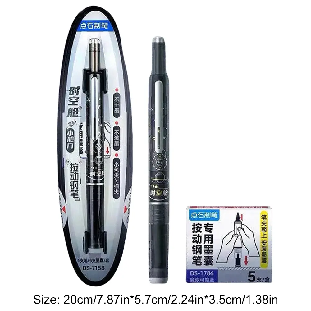Retractable Fountain Pen Smooth Writing Transparent Barrel Fountain Pen No Leaking Transparent Fountain Pen Set for Office Use