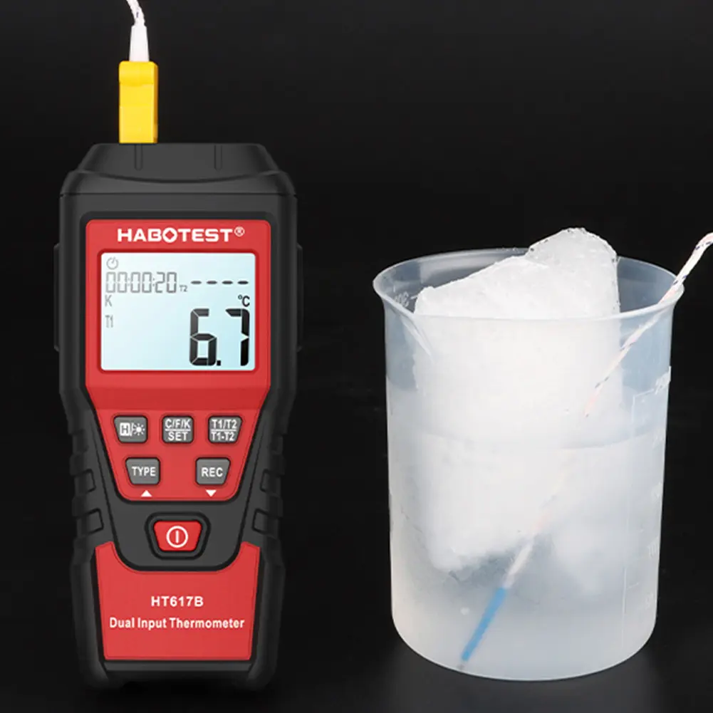 Digital Thermometer Dual Channel Temperature Meter -200-1300℃ Temperature Gauge Backlight for Blast Furnaces & Liquid Hydrogen