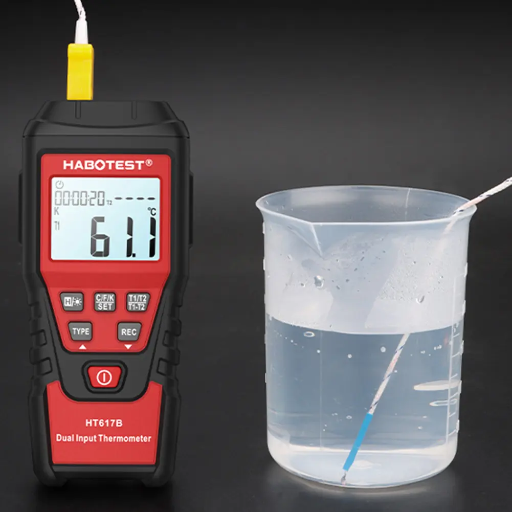 Digital Thermometer Dual Channel Temperature Meter -200-1300℃ Temperature Gauge Backlight for Blast Furnaces & Liquid Hydrogen