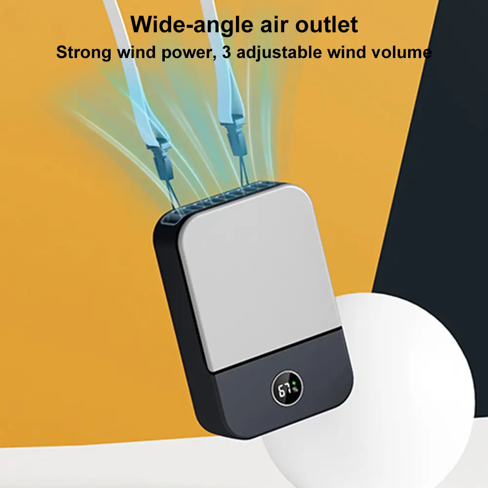 Portable Bladeless Clip on Belt Personal Fan 3-Speed USB Rechargeable Hands-Free Hanging Neck Fan for Home Office Outdoor Travel