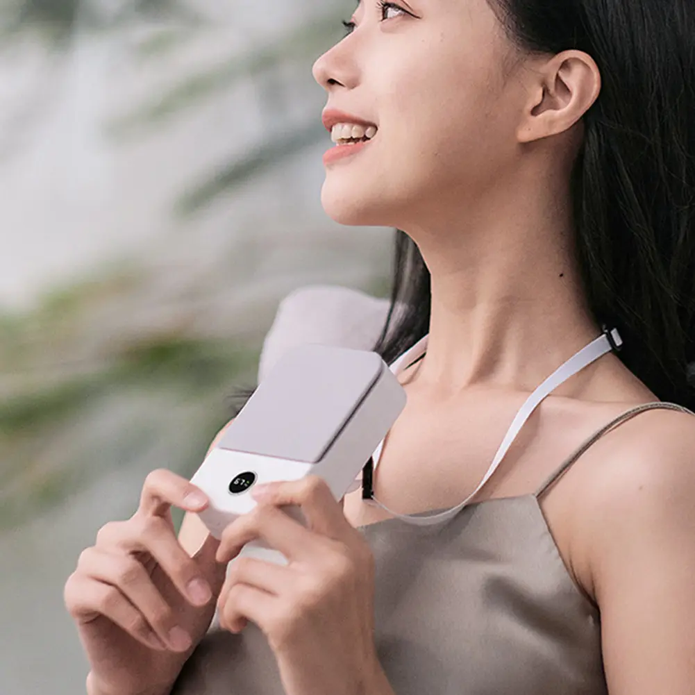 Portable Bladeless Clip on Belt Personal Fan 3-Speed USB Rechargeable Hands-Free Hanging Neck Fan for Home Office Outdoor Travel