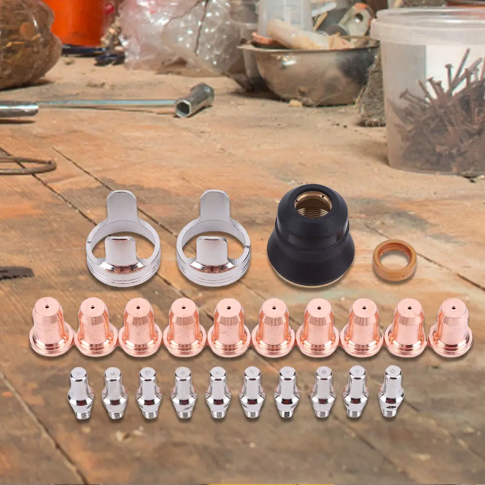 24 Pcs IPT40 Plasma Tips Kit Consumables Set Torch Plasma Cutting Shield Cap for YESWELDER CUT 55DS Pro CUT 65DS Plasma Cutter