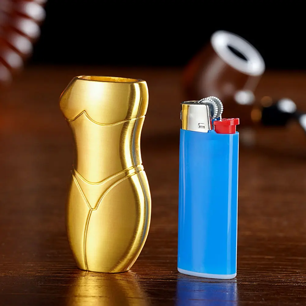 2Pcs Lighter Storage Container 3D Human Body Design Pocket Lighter Cover Zinc Alloy Portable Lighter Sleeve for Smoking Lovers