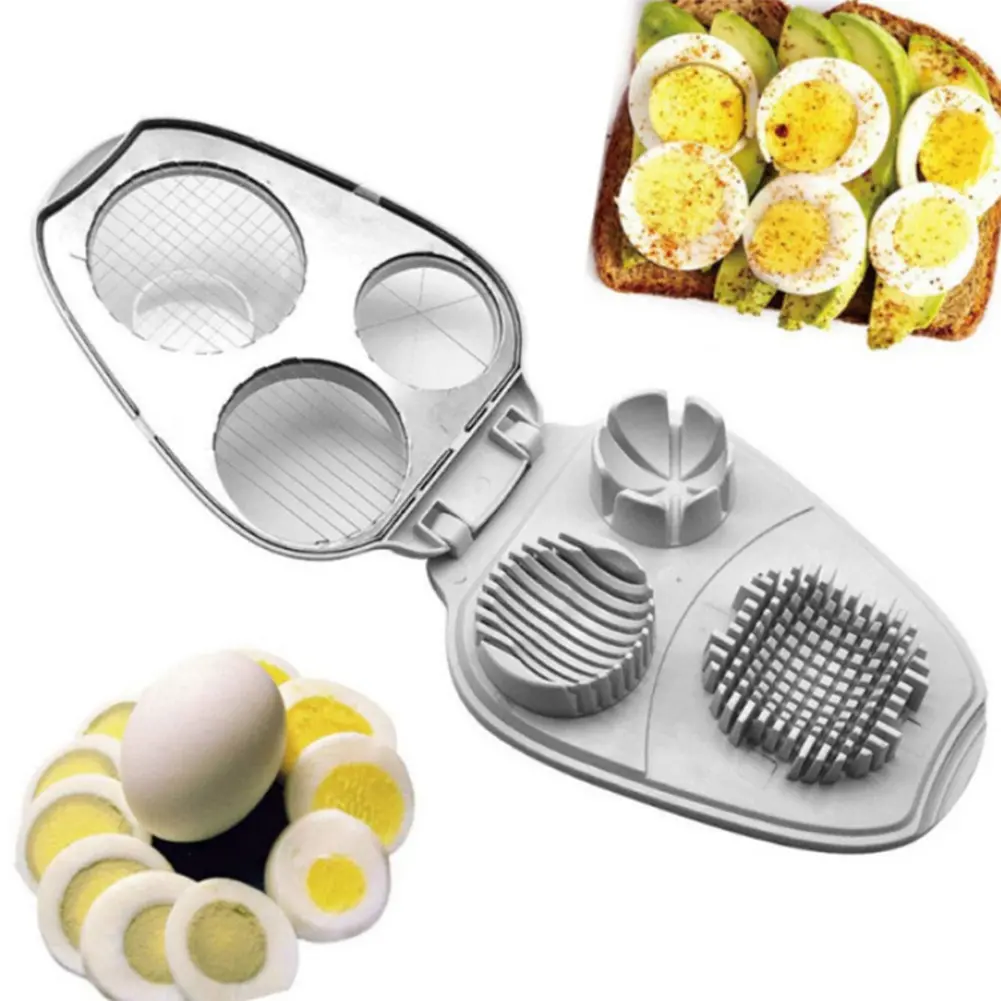 3 in 1 Egg Cutter Egg Slicer Multifunctional Kitchen Chopper Tool Stainless Steel Wire Fruit Slicing Tool for Hard Boiled Eggs