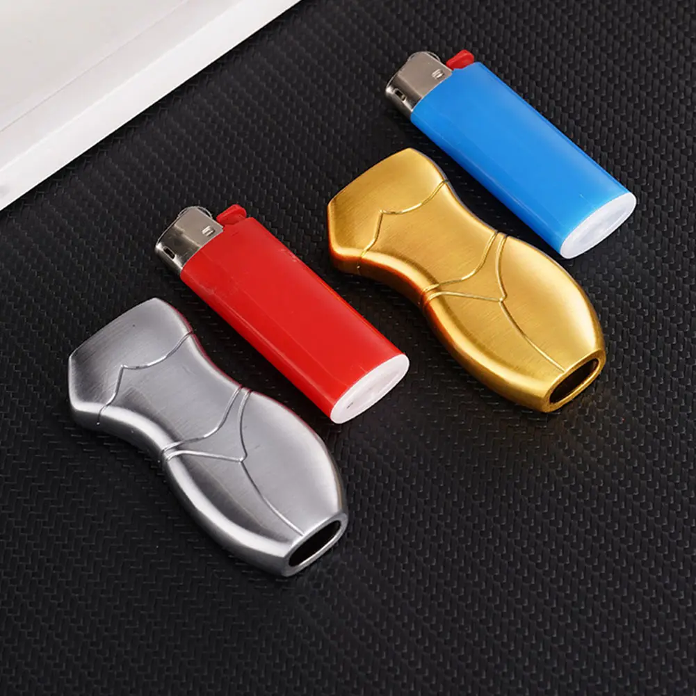 2Pcs Lighter Storage Container 3D Human Body Design Pocket Lighter Cover Zinc Alloy Portable Lighter Sleeve for Smoking Lovers