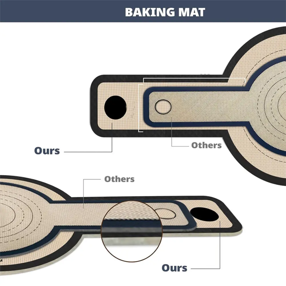 2Pcs Silicone Baking Mat Reusable Non-Stick Dough Transfer Pad Platinum Silicone Bread Baking Long Handles Sling Bakery Supplies