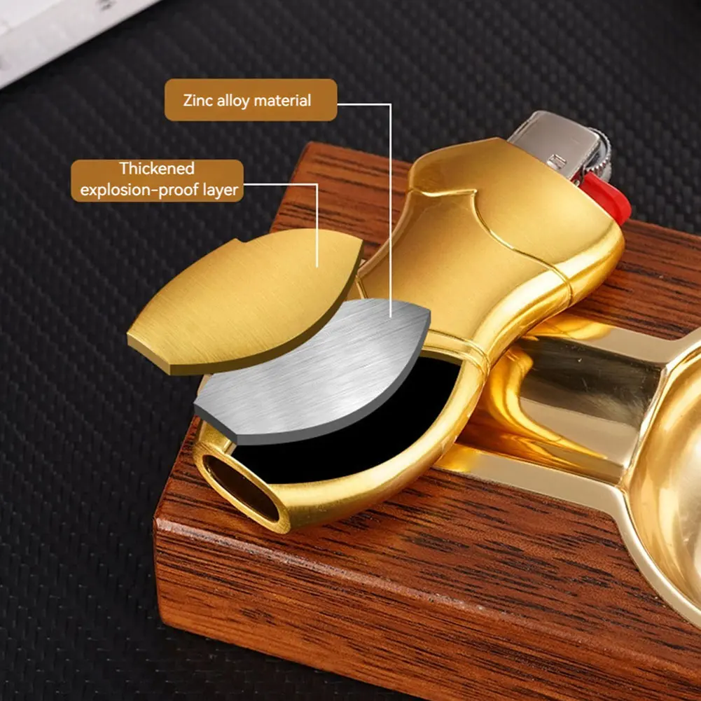 2Pcs Lighter Storage Container 3D Human Body Design Pocket Lighter Cover Zinc Alloy Portable Lighter Sleeve for Smoking Lovers