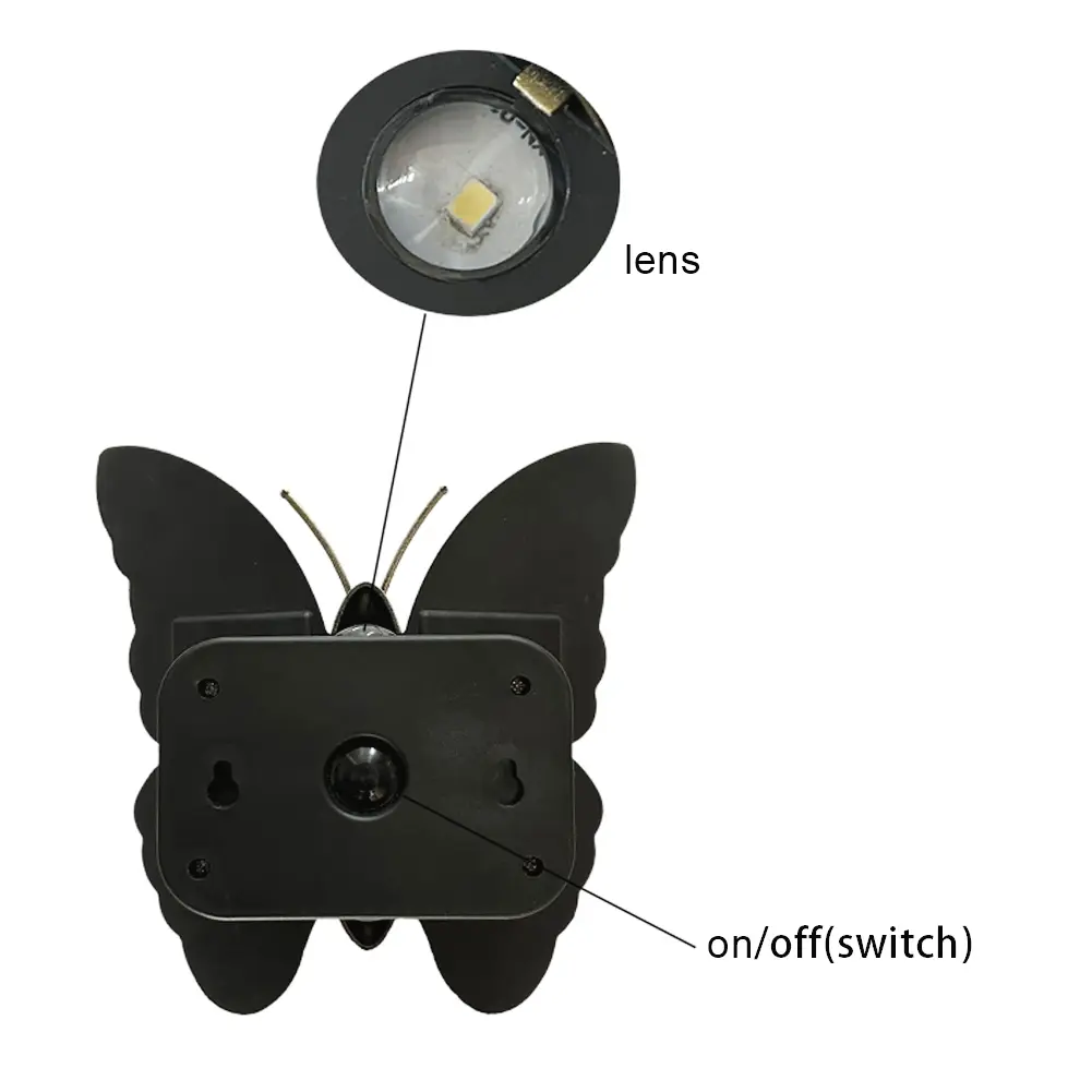 Butterfly Solar Wall Light Solar Powered Wall Light Motion Sensor Outside Yard Lamp IP65 Waterproof Auto On/Off for Fence Patio