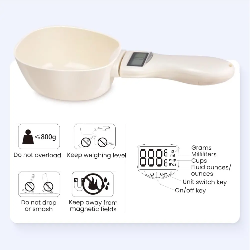 Digital Measuring Spoon 800g/1g Measuring Weighing Electronic Spoon Scale Weighing Spoon Scale for Kitchen and Dog Cat Food