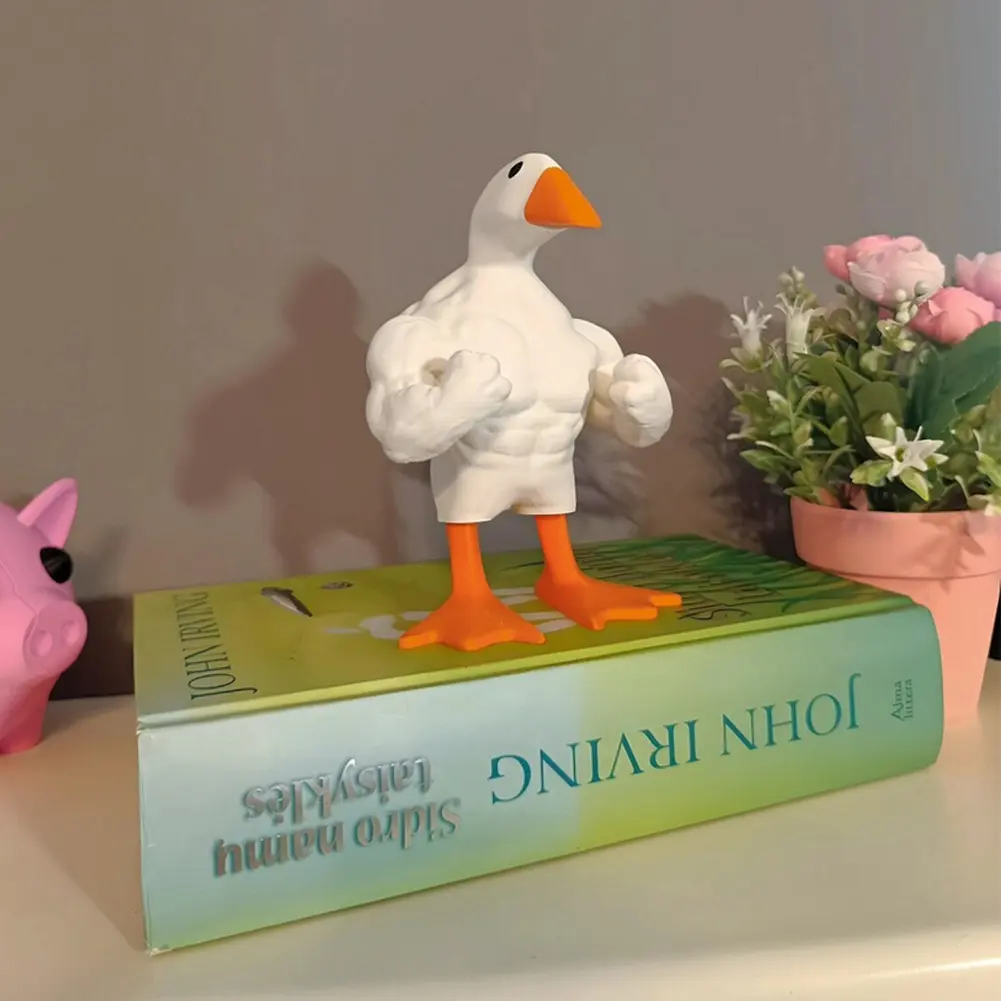 Magnetic Goose Key Holder Muscular Duck Statue Ornament Funny Table Tools Organizer Resin Prank Gag Housewarming Gift