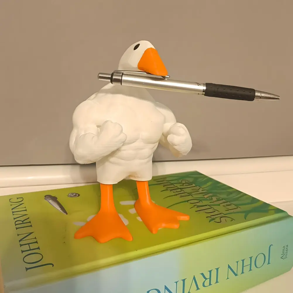 Magnetic Goose Key Holder Muscular Duck Statue Ornament Funny Table Tools Organizer Resin Prank Gag Housewarming Gift