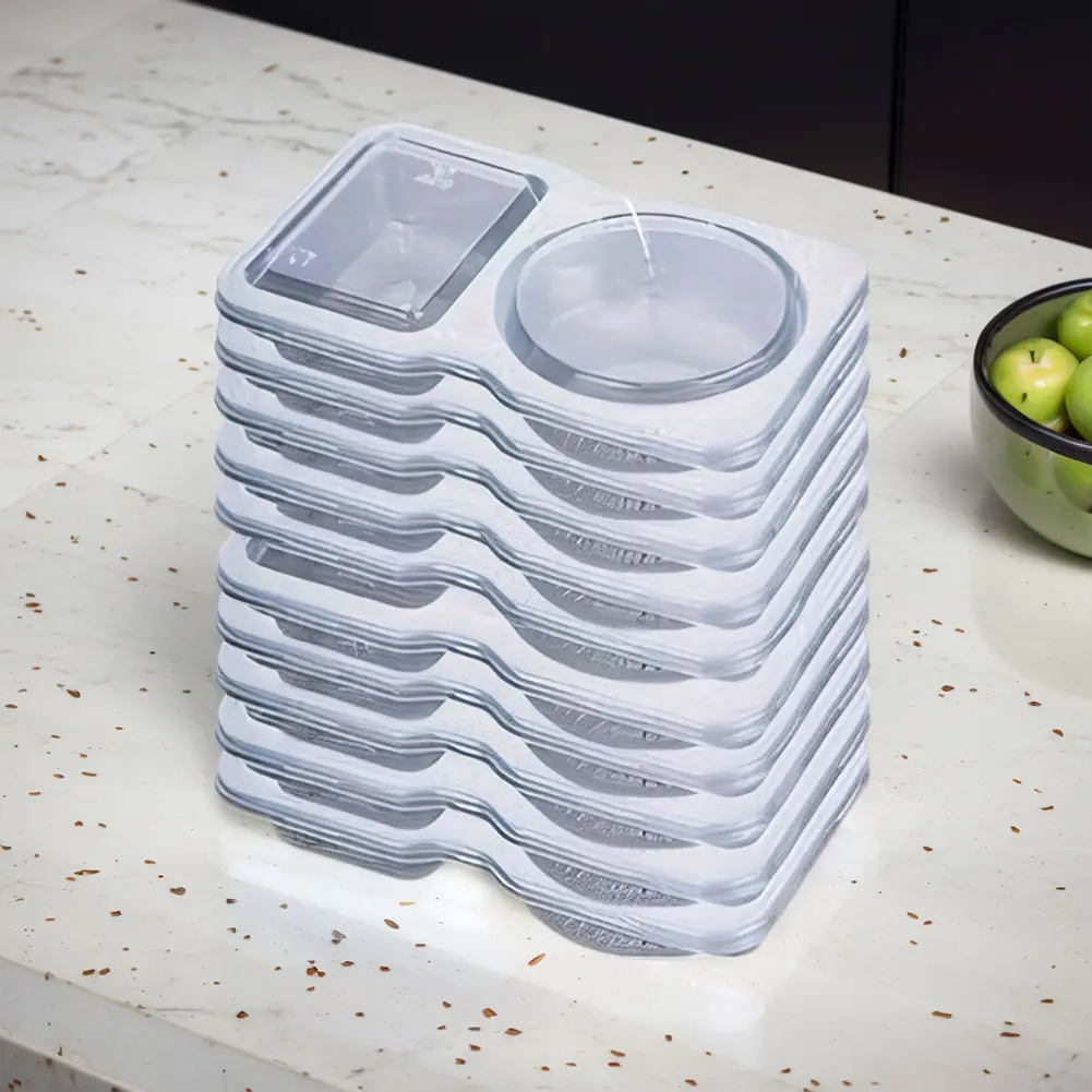 Double Compartment Transparent Dressing Containers with Lids Stackable Storage Snack Containers Reusable for Home School