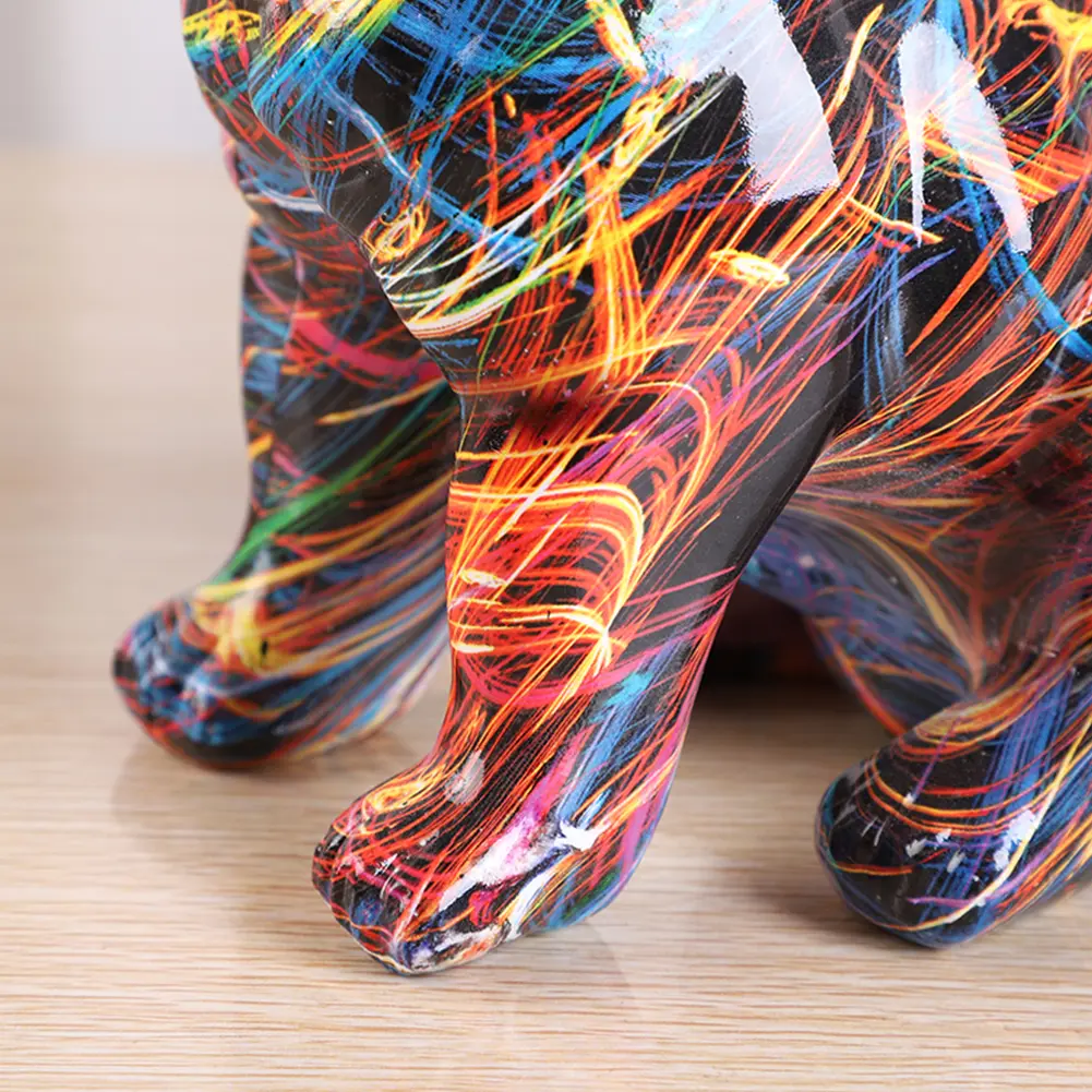 French Bulldog Figurine Bulldog Statue Creative Colorful Art Animal Statue Resin Puppy Figurine Home Offcie Desktop Craft Decor