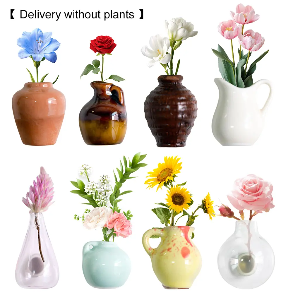 Mini Vase Fridge Design Magnets Lightweight Ceramics Vase Fridge Magnet Wear Resist Creative Message Sticker for Air Conditioner