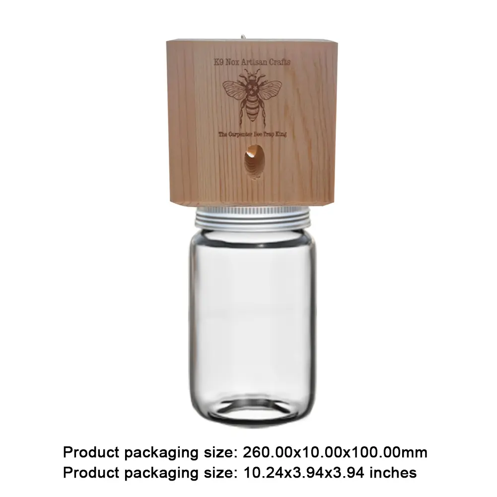 NEW Carpenter Bee Trap Nature Hanging Wood Trap Shed Style Outside Bee Traps with Glass Jar Wood Bee Traps for Garden Yard Patio