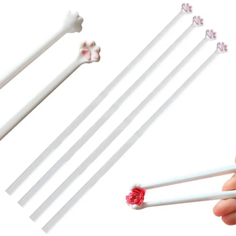 2025 New Cat Paw Chopsticks with Pink Paw Prints Reusable Practical Chopsticks Non-Slip Cute & Unique Food Clip for Home Party