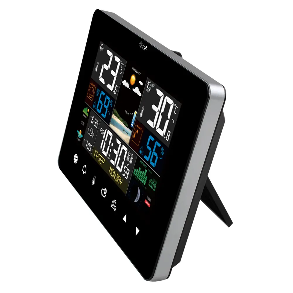 Indoor Outdoor Weather Station with Atomic Clock Thermometer Large Display Station Color Display Digital Forecast Station