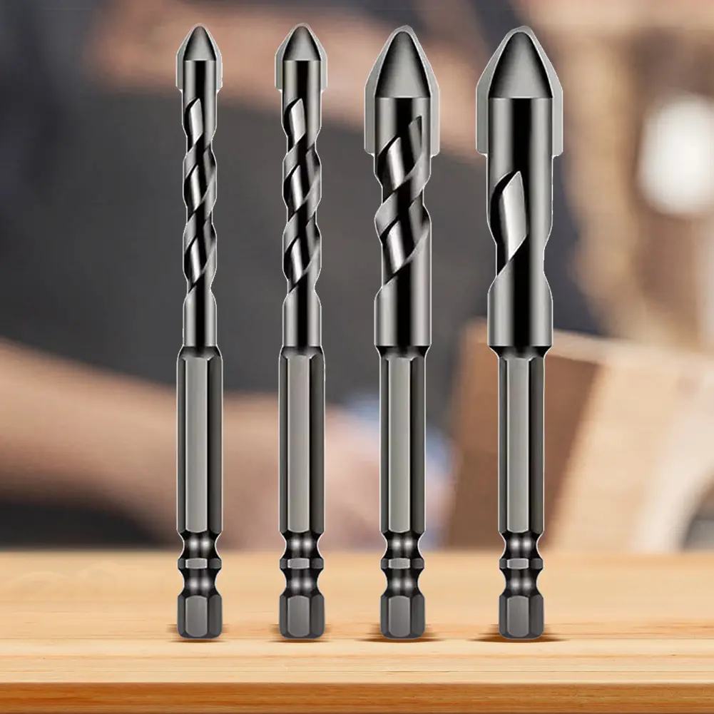 3/4 Pcs Drill Bits Sets Tungsten Steel High Hardness Skewed Head Eccentric Drill Bits Masonry Drill Bits for Glass/Tile/Wood
