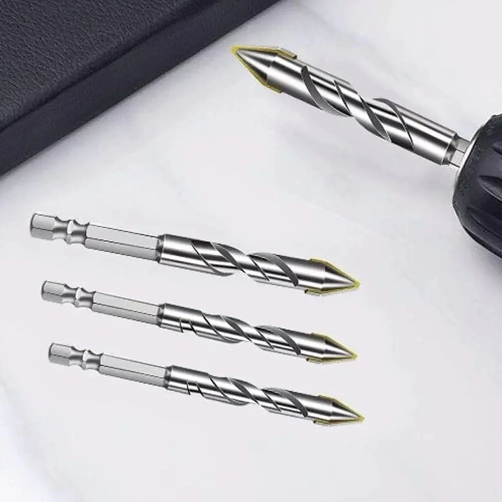 3/4 Pcs Drill Bits Sets Tungsten Steel High Hardness Skewed Head Eccentric Drill Bits Masonry Drill Bits for Glass/Tile/Wood