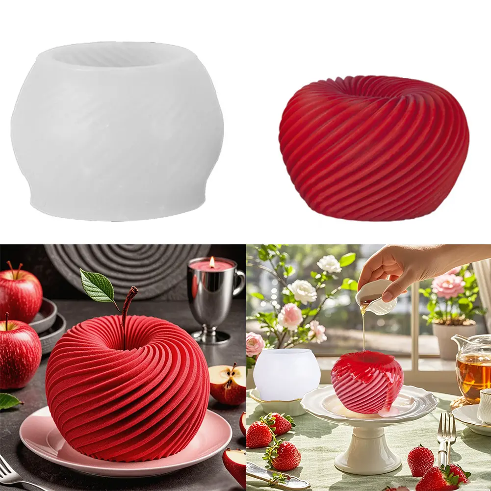 3D Spiral Apple Shape Mousse Cake Silicone Mold Dessert Making Mould Baking Cooking Tools for Christmas Valentines Day Holiday