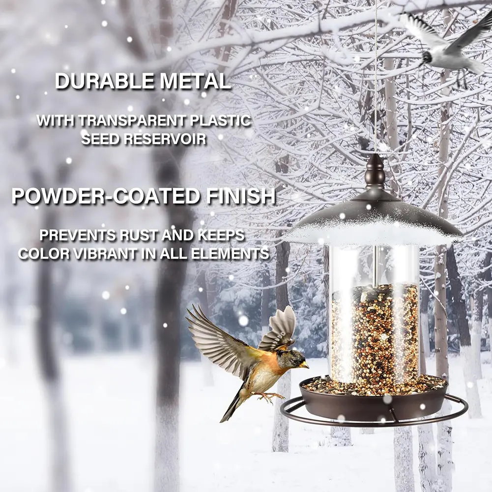 Hanging Hummingbird Feeder Bird Feeder Large Capacity Roof Bird Feeder Waterproof Bird Food Dispenser for Outdoor Garden Yard