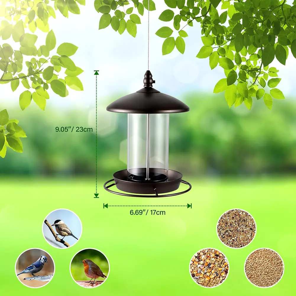 Hanging Hummingbird Feeder Bird Feeder Large Capacity Roof Bird Feeder Waterproof Bird Food Dispenser for Outdoor Garden Yard