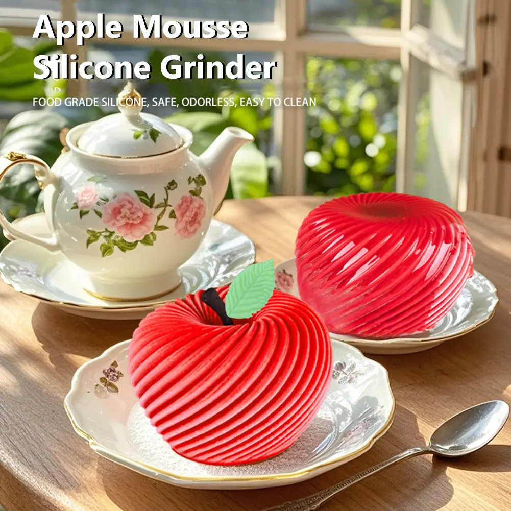 3D Spiral Apple Shape Mousse Cake Silicone Mold Dessert Making Mould Baking Cooking Tools for Christmas Valentines Day Holiday